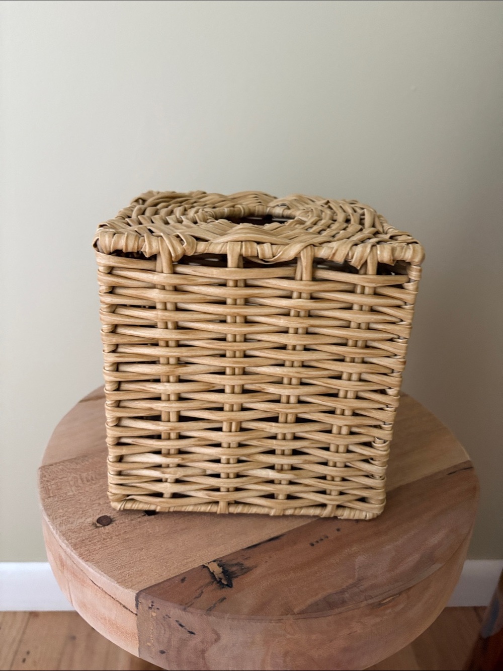 Woven Rattan Square Tissue Cover - Natural